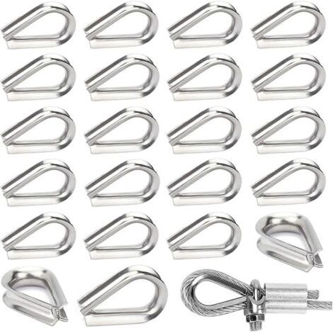 30 Pièces M6 Cosses de Câble Métallique en Acier Inoxydable 304 Cosse Coeur pour Cable Acier pour Câble Métallique 6mm (1/5)