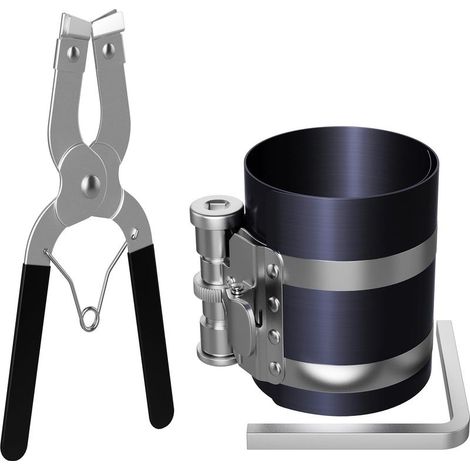 Outil de compresseur à anneau de piston, Kit d'enlèvement de l'installateur à anneau de piston du moteur de voiture, Tailles réglables de 2-1/8 pouces à 7 pouces (53mm - 175mm) (1/5)
