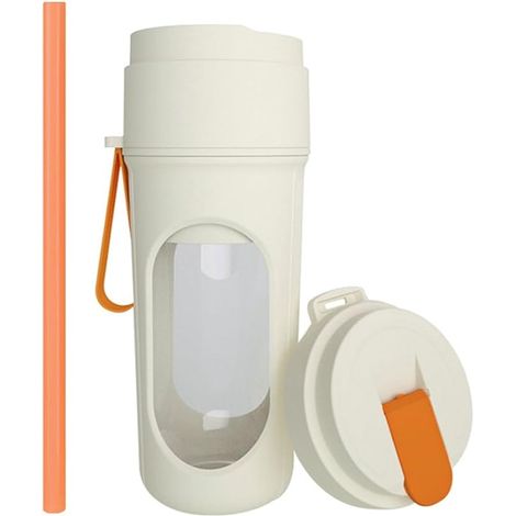 Frullatore portatile arancione ricaricabile tramite USB, spremiagrumi da viaggio, capacità 450 ml, bicchiere per succhi ideale per gli amanti dei succhi e gli appassionati di fitness. (1/5)