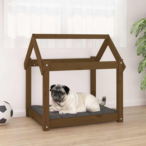 Lit pour chien Marron miel 71x55x70 cm Bois de pin solide (1/5)