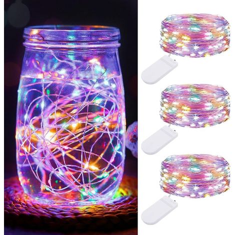 Lot de 6, Guirlande Lumineuse, 20 LED, 6 m, Piles, IP65 Étanche, 3 Modes d'Éclairage, Lumière Blanc Chaud, Décor Jardin, Terrasse, Extérieur, Balcon, Mariage (1/5)