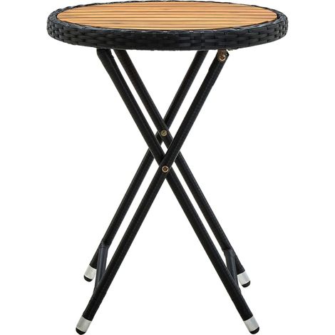 vidaXL Tavolino da Tè Nero 60 cm in Polyrattan e Massello di