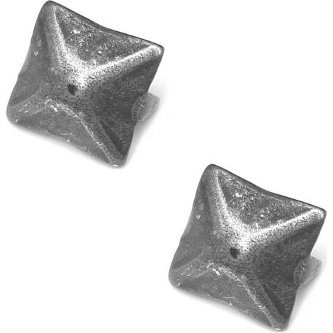 2x clou décoratif tête carré 2 pointes vintage acier fer aspect bronze ancien rustique meuble pointe, 20x20mm (1/3)