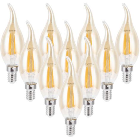 Ampoule LED à Filament doré C35, 2700K, 4W, Base E14, verre transparent, lumière blanche chaude, 220 à 240V, 10 pièces (1/4)