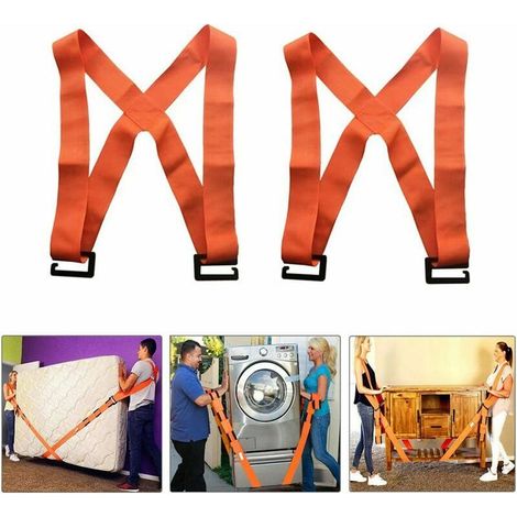 Umzugsgurte, Hebegurte, 2-Personen-Hebesystem mit Polsterung, zum einfachen Bewegen, Transportieren und Sichern von Möbeln und schweren Gegenständen bis 400 kg – Orange (1/5)
