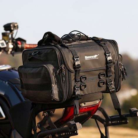 Sac de selle arrière de moto extensible grande capacité universel rangement d'outils arrière de conduite (1/5)