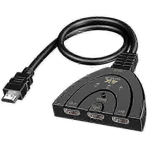 Commutateur/répartiteur HDMI 3 entrées 1 sortie, compatible avec les normes HDMI 4K et 1080p, compatible avec les PS4, les téléviseurs HD et les boîtiers TV. (1/5)