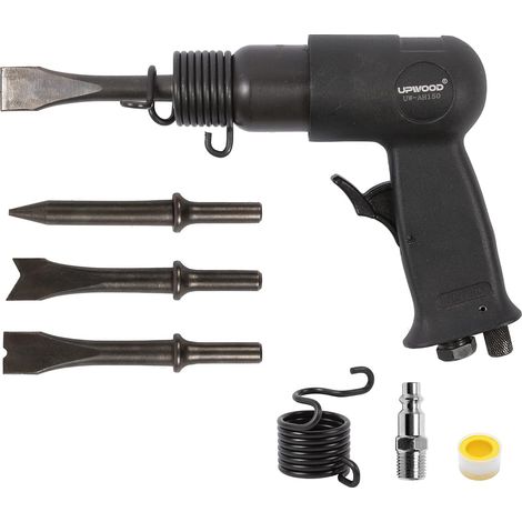 Kit Marteau Pneumatique à Canon Court avec Retenue à Changement Rapide, 4 Burins, Course de 1-5/8 Pouce, 4500 BPM, Léger (1/5)