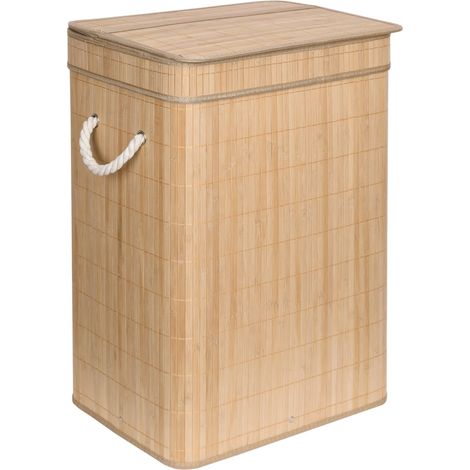 Cesto de ropa Soren de bambú natural de 80 litros con tapa. (1/5)
