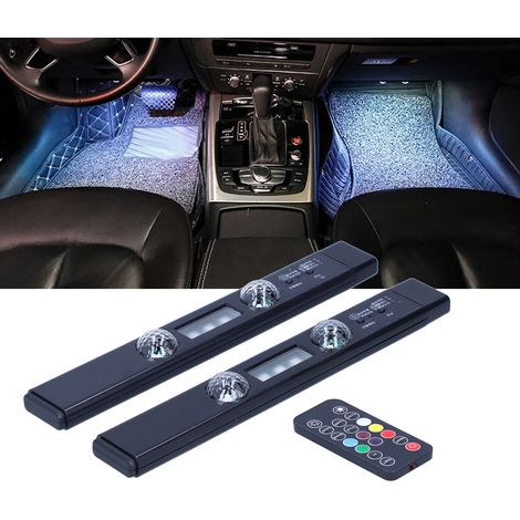 Modification de voiture, éclairage d'ambiance LED rechargeable filaire, éclairage décoratif ciel étoilé pour voiture, éclairage d'ambiance pour les pieds de la voiture (télécommande livrée avec pile (1/5)