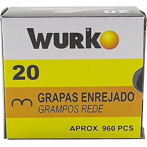 WURKO grapas enrejado galvaniz. 20mm. 960ud caja , Grapas enrejado WK20Indicada para sujeción de vallas y enrejados. - Caja de 960 unidades. (1/3)
