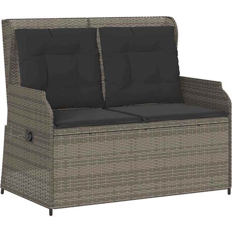Maison Exclusive - Panca Reclinabile da Giardino con Cuscini Grigia in Polyrattan