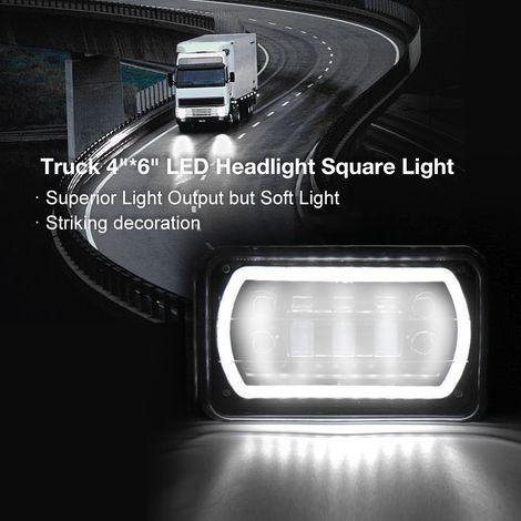 4x6 Zoll quadratischer LED-Scheinwerfer für Ford Mustang, weißes Fern-/Abblendlicht, heller Halo, Dual-Power-Projektor (1/5)