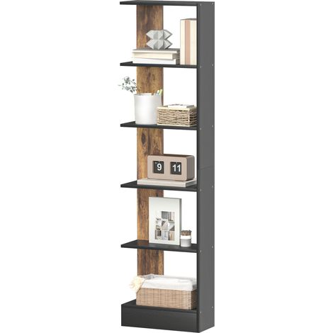HOMCOM Libreria Salvaspazio Moderna a 5 Ripiani 45x21x170 cm Marrone e Nero