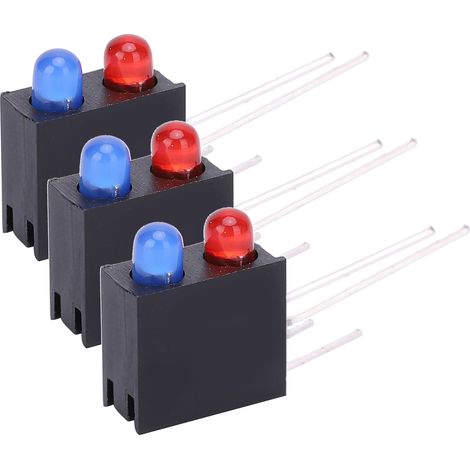 Support LED en plastique noir 100 pièces, socle carré double trou 90° avec voyant bleu rouge 3mm (1/5)