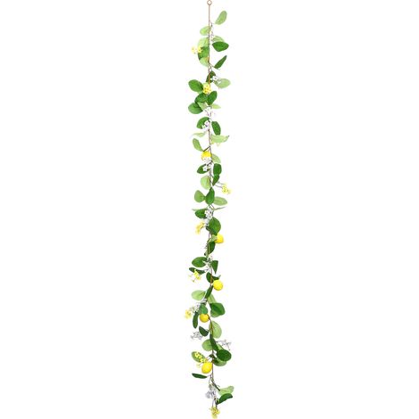 Guirlande de Verdure au Citron, Plantes Vertes Simulées avec des Fleurs Blanches pour la Décoration de Fête de Mariage à la Maison (220324TW04-3) (1/5)