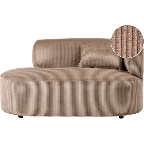 Chaise longue tapizado en pana con cojín decorativo versión derecha beige arena Vanvey