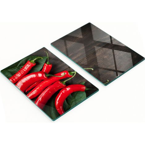 Taglieri decorativi in vetro con motivo peperoncini, 2x40x52 cm (1/5)