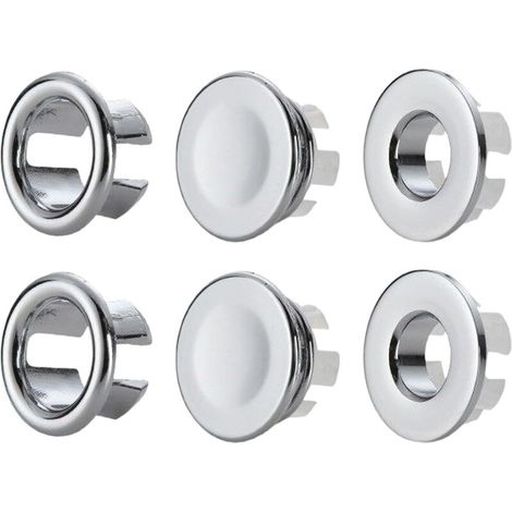 6-teiliges Set mit Überlaufschutz für Waschbecken, Überlaufring, Badewannenüberlauf, Zubehör für runde Waschbecken, Kupfer-Waschbeckenabdeckung, für Badezimmer, Küchen und Waschbecken