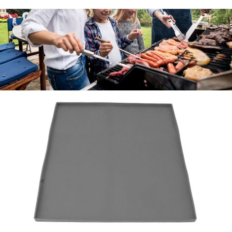 Schwarze Silikon-Grillmatte aus Stein, Reinigungsmatte, Silikon-Grillpfannenabdeckung, 43 cm (17 Zoll), Grau (1/5)