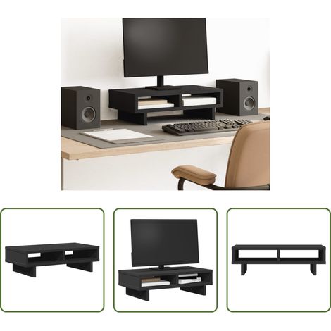 vidaXL Support écran bois d'ingénierie - Support de moniteur noir 50x27x15 cm bois d'ingénierie (1/5)