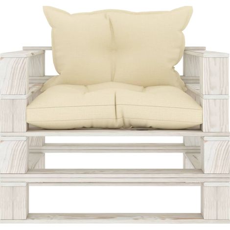 Maison Exclusive - Poltrona da Giardino Pallet con Cuscini Crema in Legno