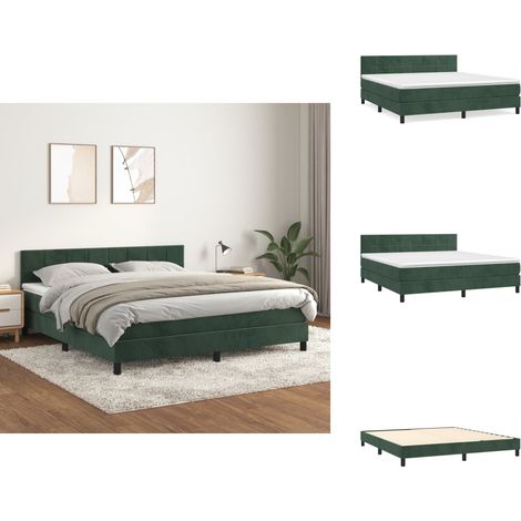 Boxspringbett mit Matratze Dunkelgrün 160x200 cm Samt - Boxspringbett - Samtbett - Doppelbett - Dunkelgrünes Bett - Bett Mit Matratze (1/5)