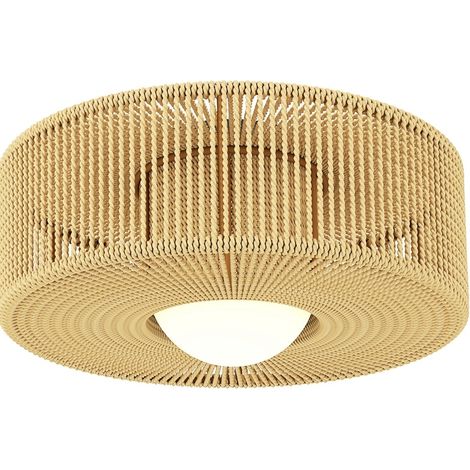 Lámpara de techo boho con casquillo G9, pantalla de cuerda de yute redonda, 30 x 16 cm (1/5)