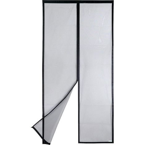 Moustiquaire magnétique pour porte – maille ultrarésistante avec joint magnétique haut et bas, fermeture automatique, maintient l’air frais à l’intérieur (120 x 220 cm, noir) (1/4)
