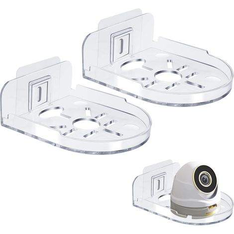 Lot de 2 Supports Muraux Universels pour Caméra, Support Mural Camera Adhésif Transparent sans Perçage, Étagère Murales Compatible avec TP Link Tapo, Babyphone et Sécurité Intérieur Extérieur (1/5)