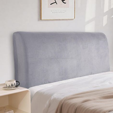 Velours Housses De Tête De Lit Universelle 120cm, Gris Argenté (1/5)