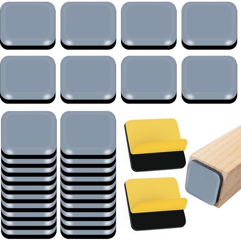 30 Patins de Meubles en Téflon, 20 x 20 mm Patins Glisseurs pour Meubles Protection de Sol, PTFE Patin Chaise Auto-Adhésifs pour Sols et Tapis Lisses (Carrés) (1/4)