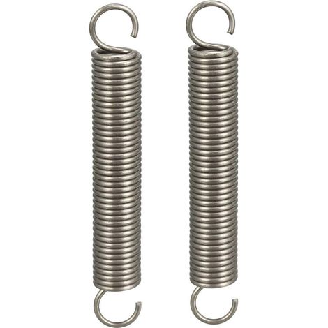 sourcing map Ressort de Traction Dia0,047" OD 0,39" Libre L 2,76" Inox 2pcs Ressorts d'Extension Inoxydable Acier Petit Double Crochet (1/3)