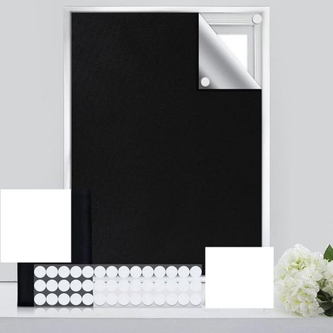 Rideau occultant portable en tissu Oxford 420D (180 x 40 cm) - Installation sans perçage - Dimensions personnalisables (1/5)