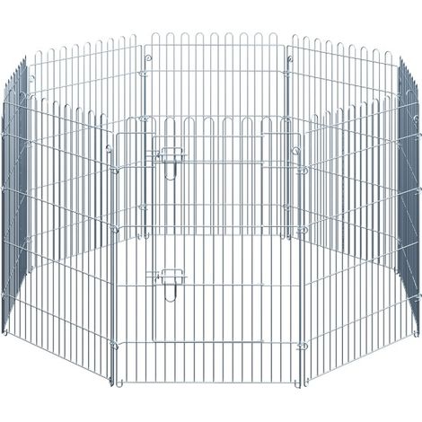 Recinto para cachorros y mascotas de 8 paneles de acero 63 x 91 cm MODENUIT (1/5)