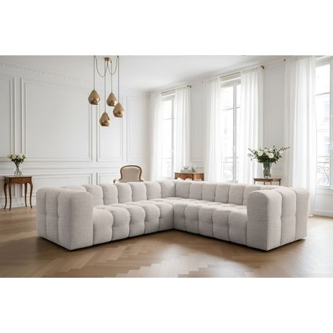 Ecksofa Designersofa SOLVIE XS in Stoff Moly Creme Seite Universal (1/3)