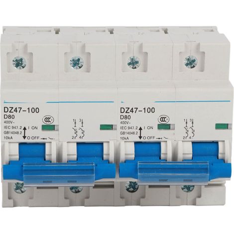 Interrupteur sectionneur manuel bipolaire 80A AC450V, rail DIN, coupure 10kA, transfert de puissance double, disjoncteur mini rail. (1/5)