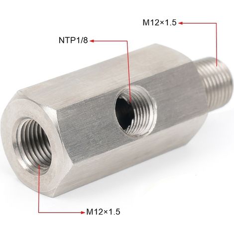 Adaptateur de capteur de pression d'huile 1/8 NPT en acier inoxydable pour connecteur de turbocompresseur, adaptateur de modification automobile - M121,5 (avec joint en cuivre) (1/4)
