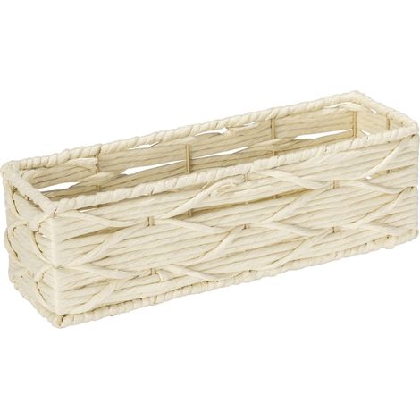 Wenko Scatola da Bagno Vabriano, Cestino Portaoggetti in Rete di Carta, per Bagno e Ufficio, 32 x 10 x 10 cm, Stile Boho, Beige (1/5)