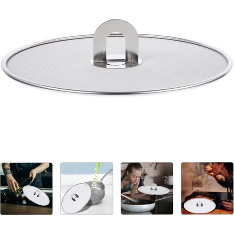Paraspruzzi in acciaio inox con maniglia pieghevole, porta utensili da cucina, protezione per pentole, pratico accessorio da cucina (1/5)