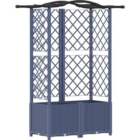 vidaXL Raised Bed with Trellis and Roof Grey 122 x 40 x 138 cm PP (1/4)