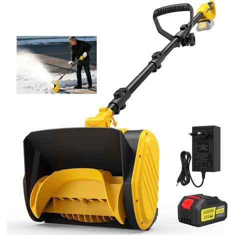 Snow Mill Battery, Electric Snow Shovel, 20V Useful Width 28cm, Snow Height Max. 15 cm, Cordless Snow Blower, 2400 RPM, 3000 mAh Battery (Black)