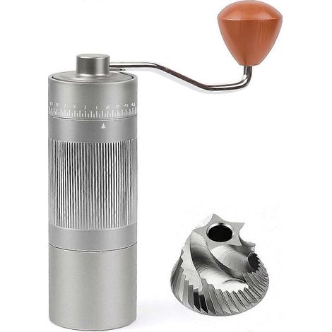 Moulin à café manuel avec meules en acier inoxydable - Capacité de 22 g, moulin portatif pour expresso, 55 réglages ajustables et silencieux (1/5)