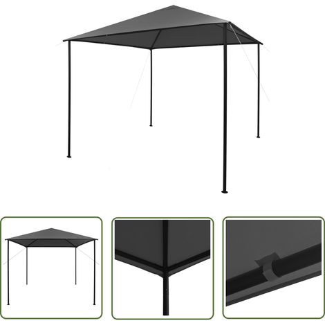 Tonnelle Barnum de Jardin, Pavillon, Pergola, Tente de jardin, 3x3 m Anthracite Tissu et acier 180 g/m² OIB6808E (1/5)