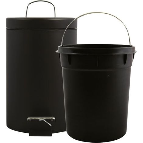 MSV - Poubelle noire 3l pédale et seau amovible (1/2)