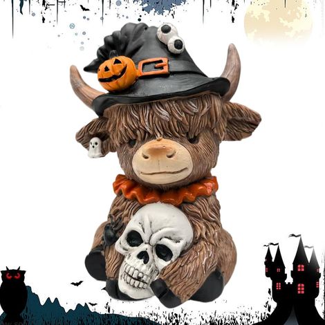 Figurine de Vache des Highlands d'halloween - Statue de Vache en Résine (1/5)