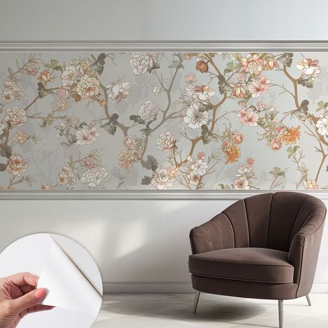Selbstklebende Tapete modern Wohnzimmer - Wanddeko Schlafzimmer - Tapete mit Motiv Romantisches Muster 250x104 cm