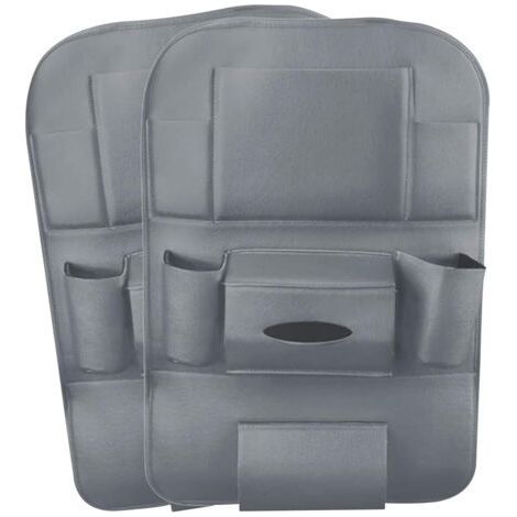 2 packs organisateurs de voiture en cuir PU, housse de protection de siège arrière, organisateur de siège arrière de voiture Kick Mat avec 10.1 \"support pour iPad/tablette - Gris (1/5)