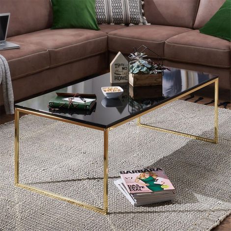 Couchtisch schwarz / golden, modern B/H/T ca. 120/45/60cm (1/5)
