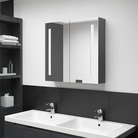 vidaXL Armario de baño con espejo y LED gris 62x14x60 cm (1/5)
